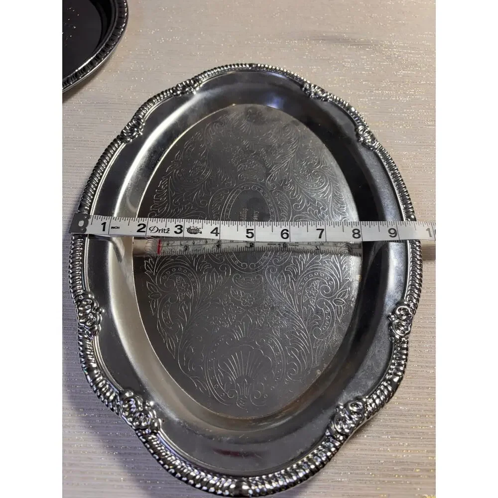 2 Vintage Serving Trays 25th Anniversary Irvinware? Gorgeous, silver-plated!!